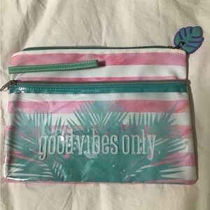 Striped Pouch with Tropical Design